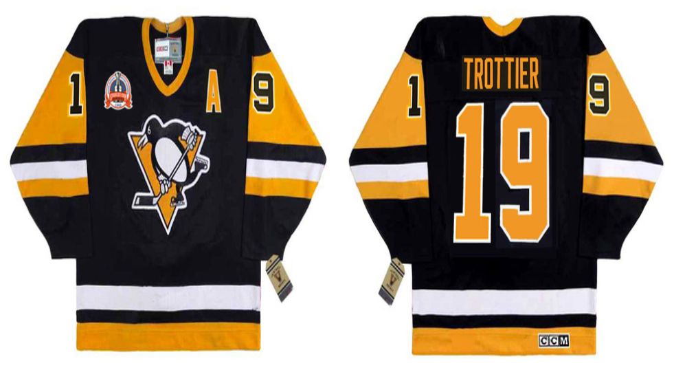 2019 Men Pittsburgh Penguins 19 Trottier Black CCM NHL jerseys